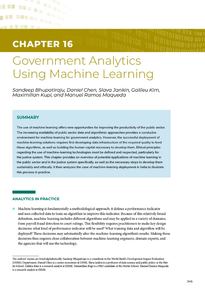Government Analytics Using Machine Learning